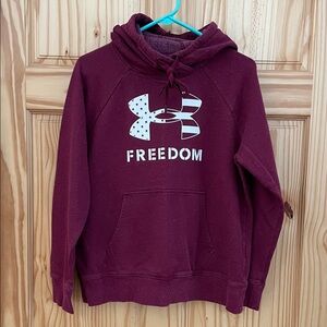 Under Armour Burgundy Pullover Hoodie with White Logo